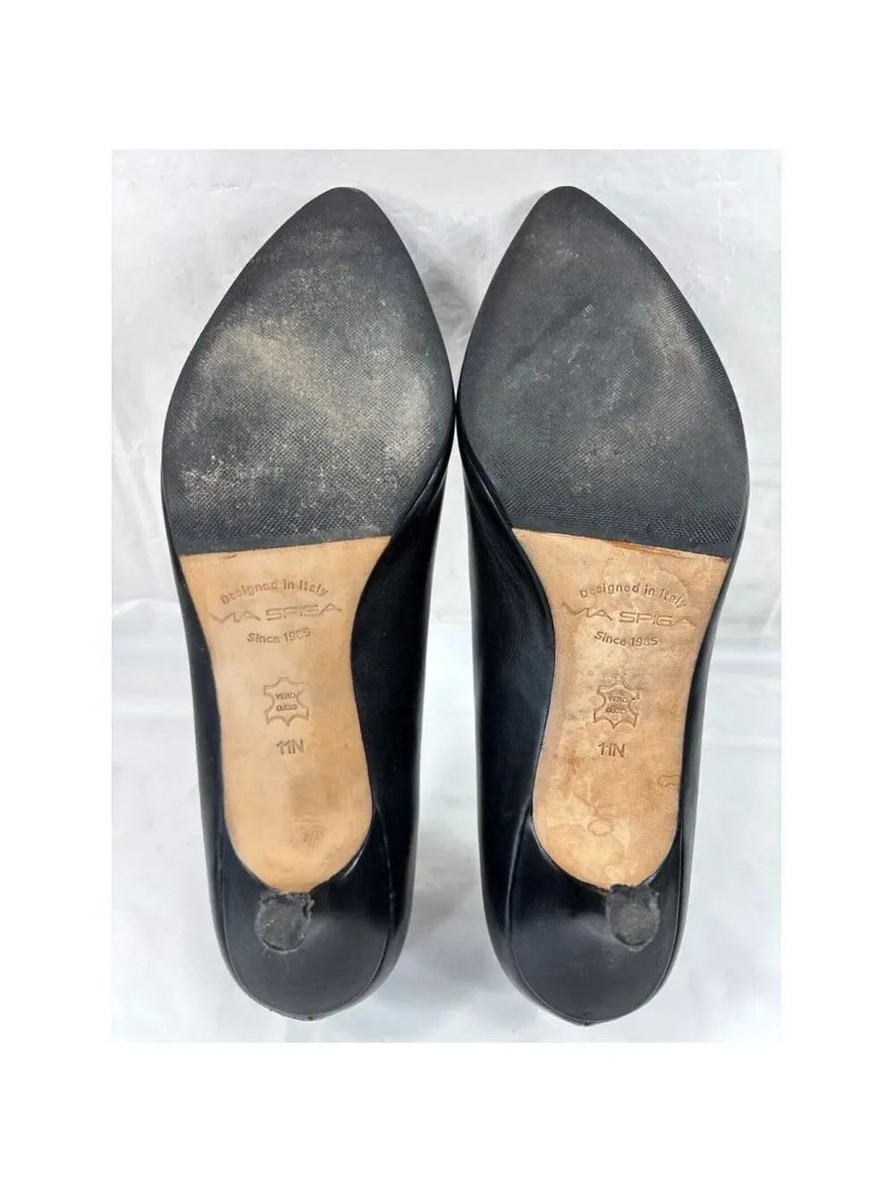 VIA SPIGA ITALY Size 11 N Classic Black ALL Leather Heels Pumps Shoes